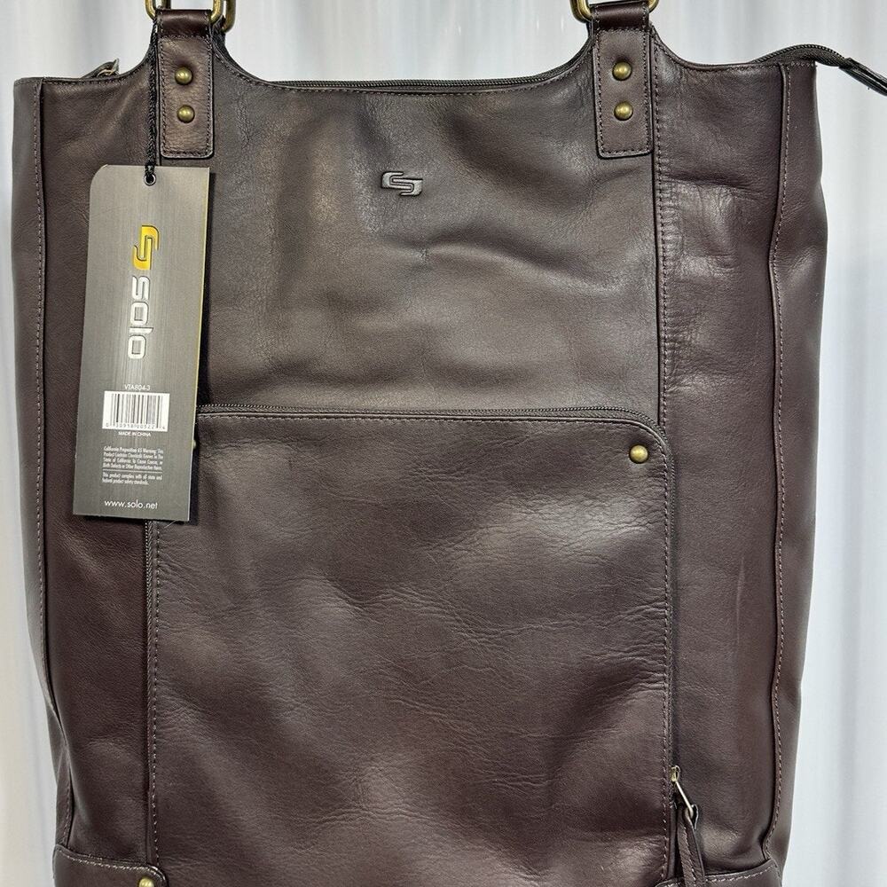 Solo New York Leather Laptop Tote Bag Commuter Travel Trolley Corpcore Sz OS